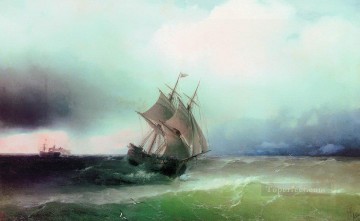  1877 Painting - approximation of the storm 1877 Romantic Ivan Aivazovsky Russian